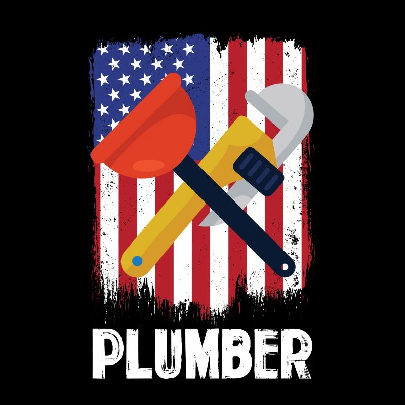 Outils de plombier devant le drapeau américain