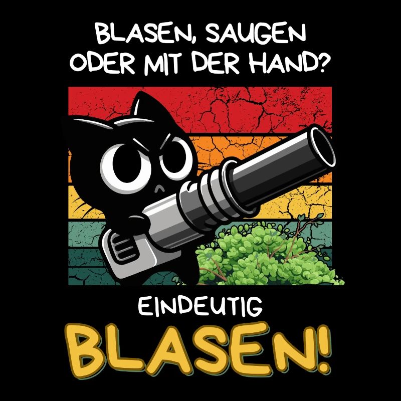 Blasen? Eindeutig! – Lustige Katze mit Laubbläser