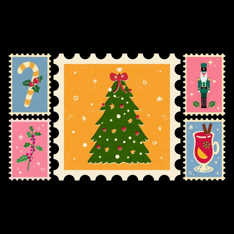 Weihnachtsbaum im Briefmarkenstil