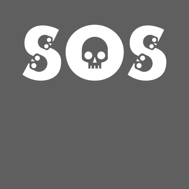 SOS Skull Design with Bones Comic Style