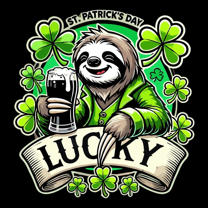 St. Patrick's Day Leprechaun Sloth Happy