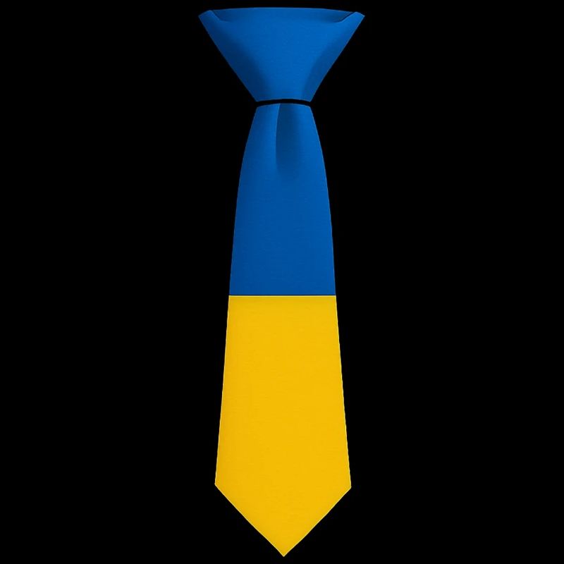 Cravate en blocs de couleur bleu et jaune