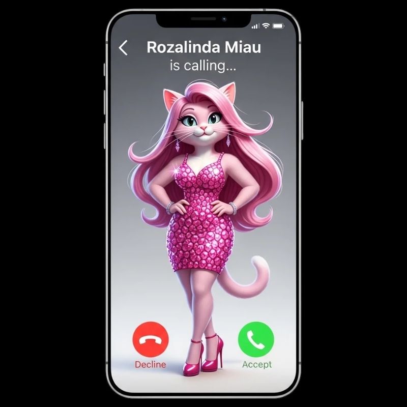 Chat Rose en appel