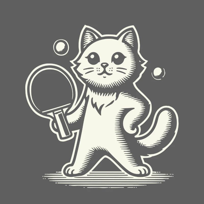 Cute cat playing table tennis