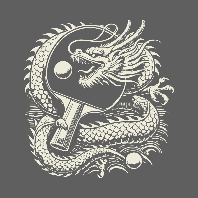 Dragon Table Tennis Artwork with Racket