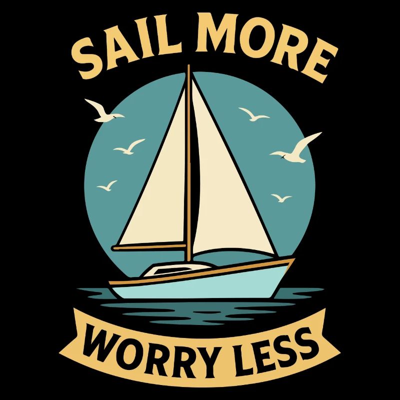 Sail More Worry Less Captain Sailboat Nautical