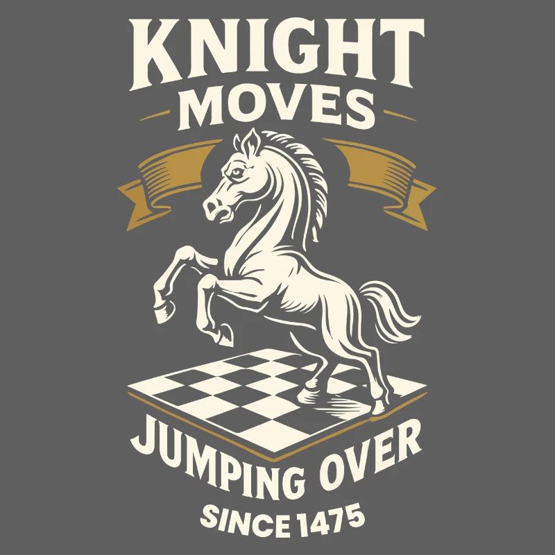Knight moves and jumps over chess player
