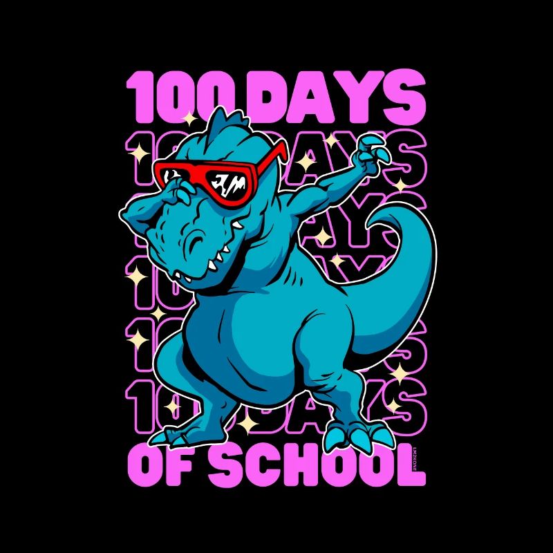 100 Tage Schulen Dinosaurier DAB T-REX Pink