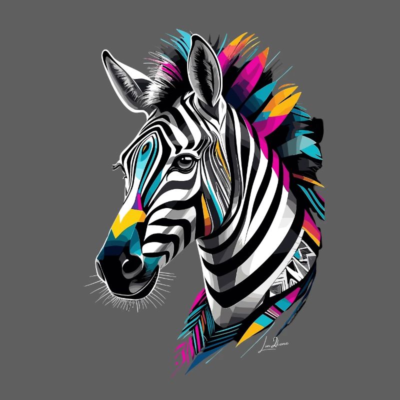 Multicolor Tribal Geometric Zebra