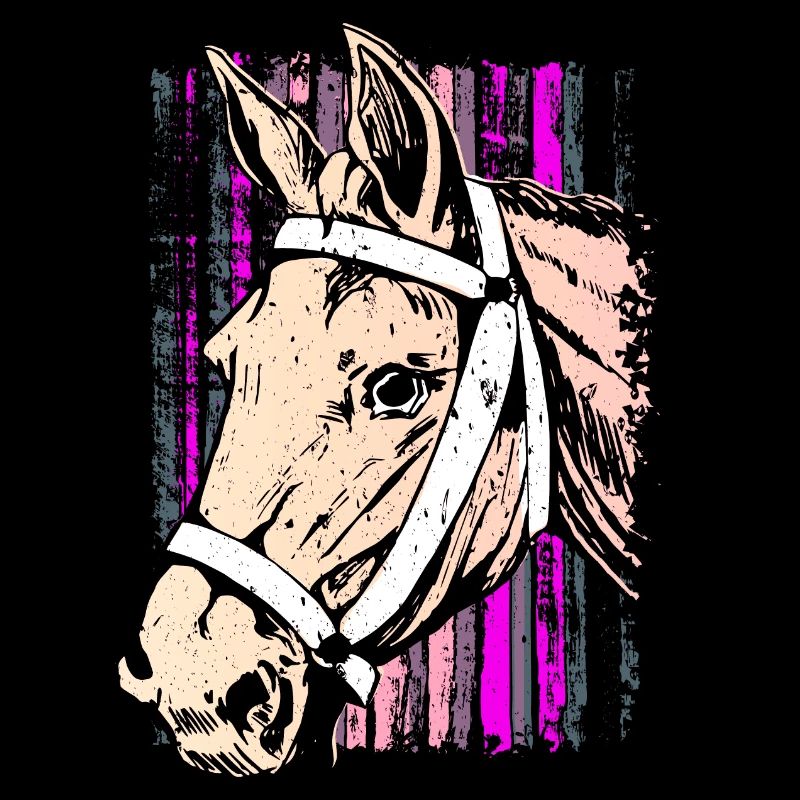 Reiten - Reiter - Reitschule - Pferdekopf Pink