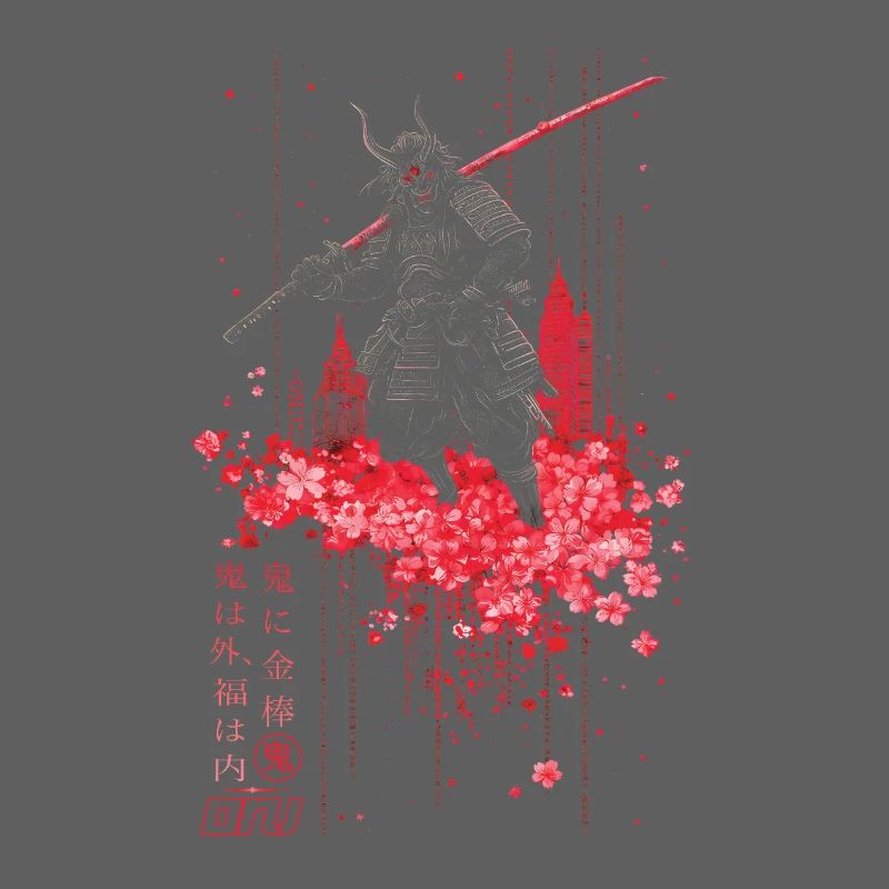 Oni - samurai mit Sakura Kirschblüten