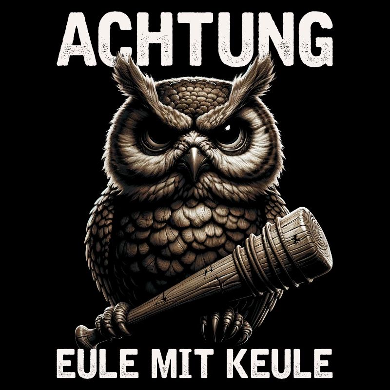 Eulenmotiv Lustige Sprüche Schläger Eule mit Keule