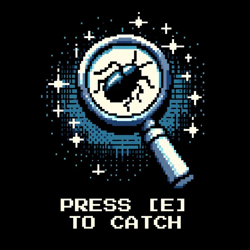 Catch Action Button Gaming Retro Pixel Entomology