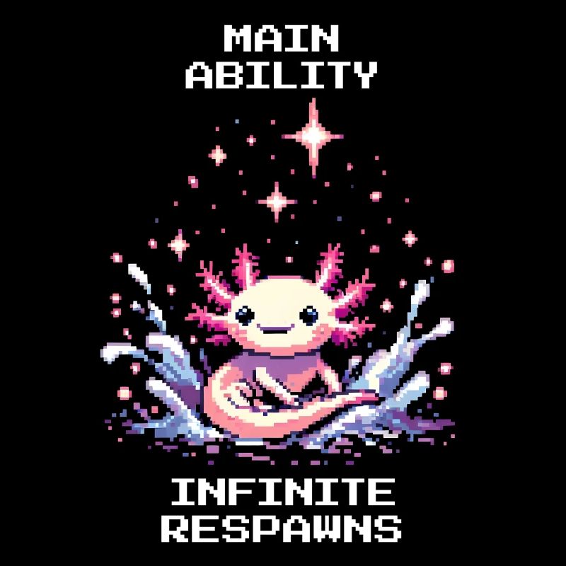 Puissance de l’axolotl | Infinite Respawns Retro Pixels