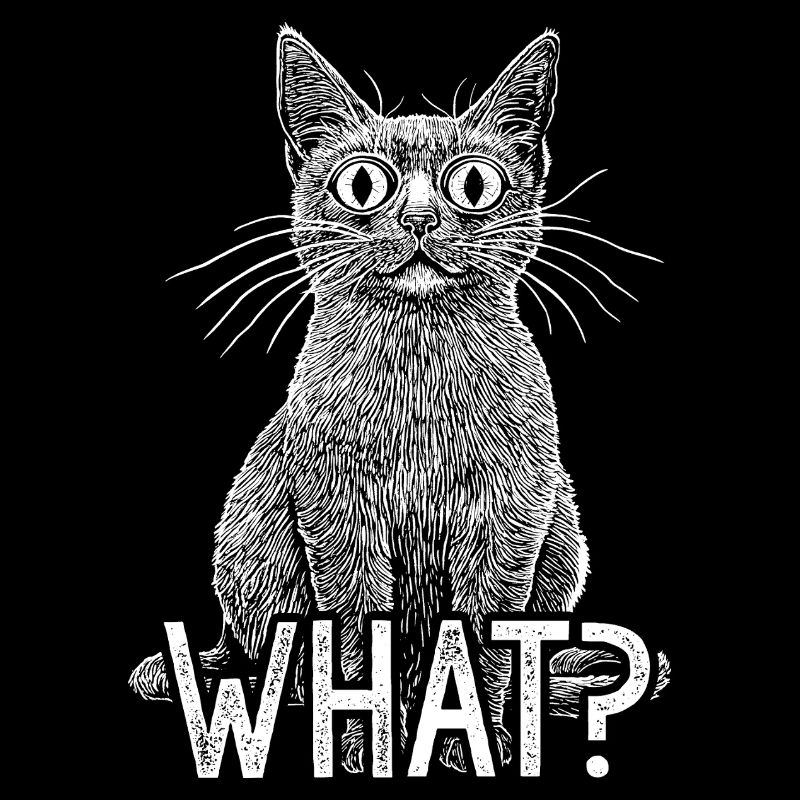 Chat Quoi Chat Blanc Drôle Avec Un Regard D’Horreur Intense
