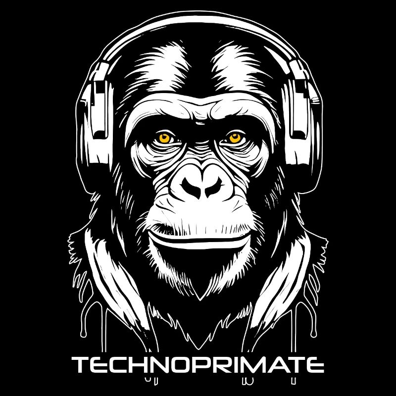 TechnoPrimate Kopfhörer Ape Art #1 Weiß