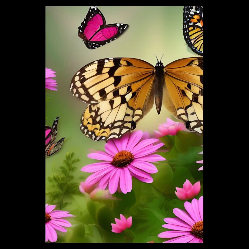 Fleurs et papillon