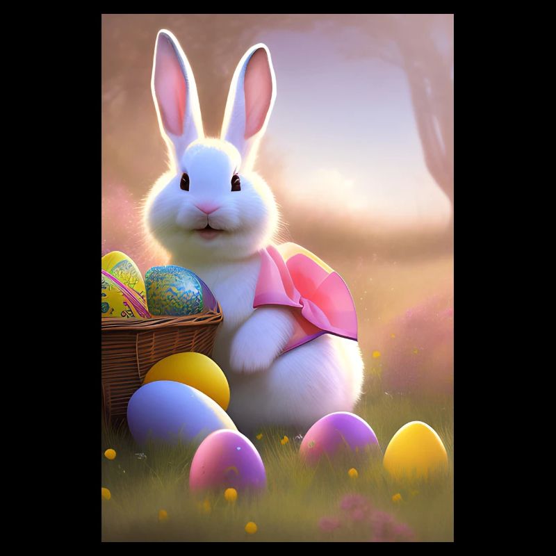Lapin de Pâques avec œufs de Pâques