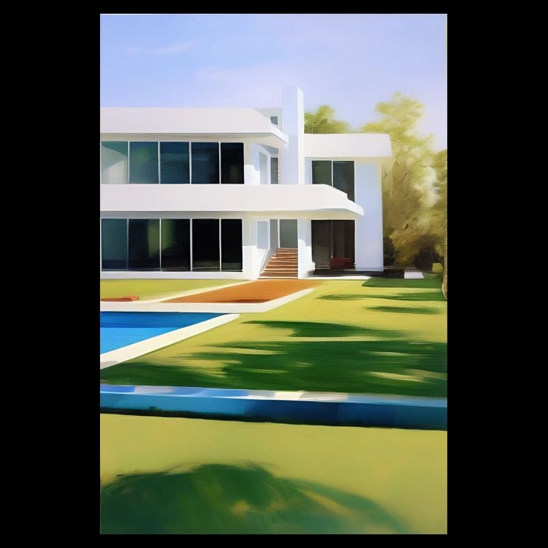 White villa with pool