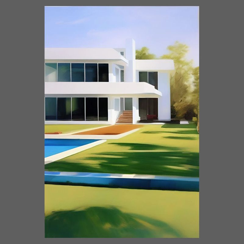 White villa with pool