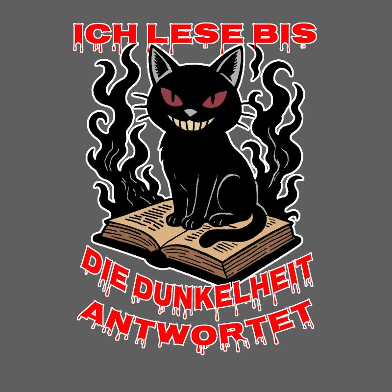 Dunkle Katze über dem Buch