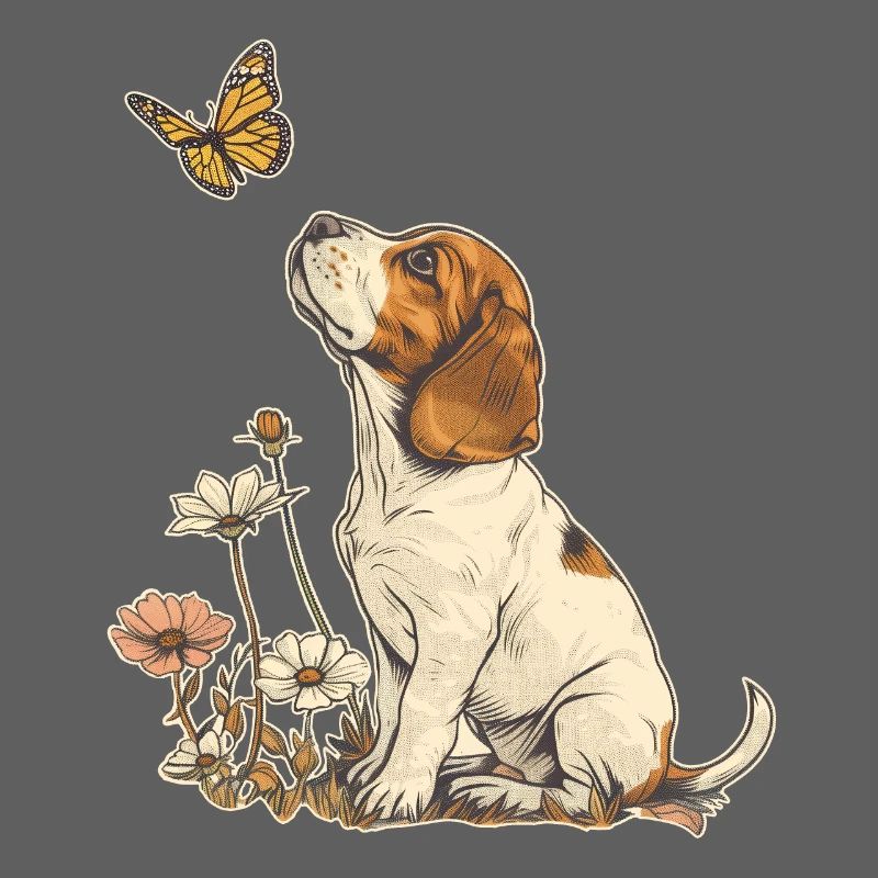 Beagle et papillon