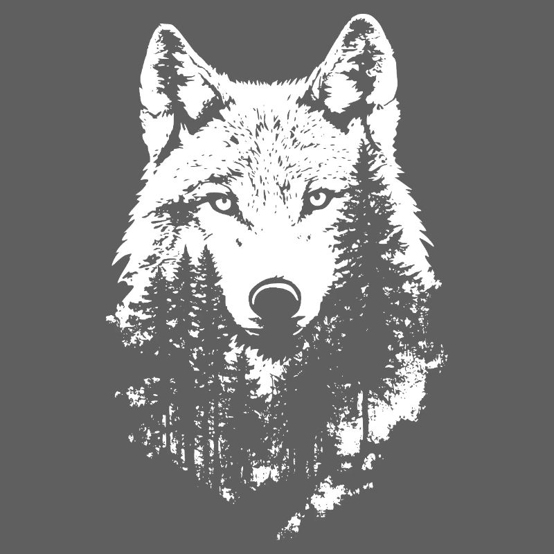 Silhouette de forêt de visage de loup