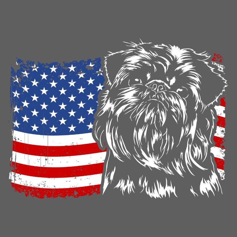 BELGIAN Dwarf Griffon America Flag Wilsigns