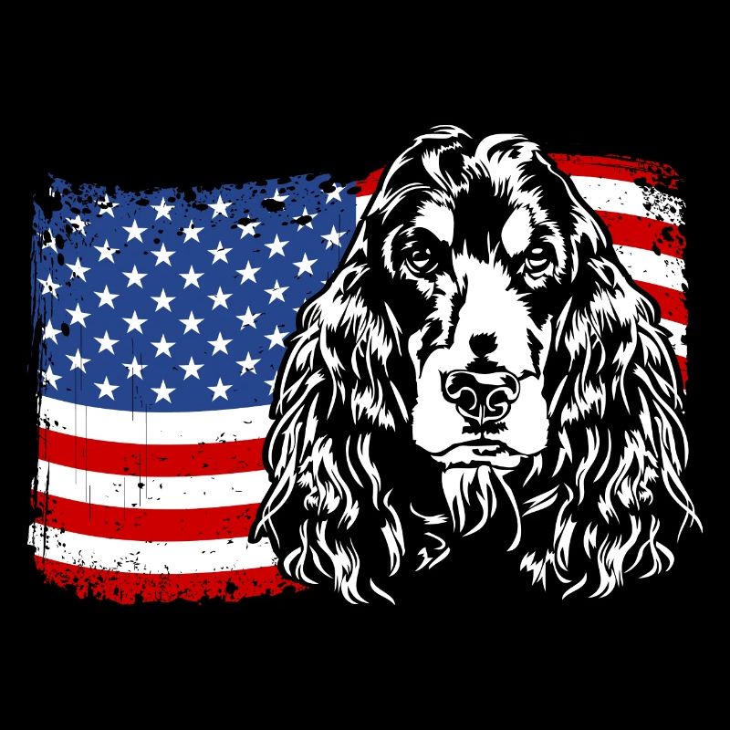 Cocker Spaniel Amerika Fahne Hunde Wilsigns