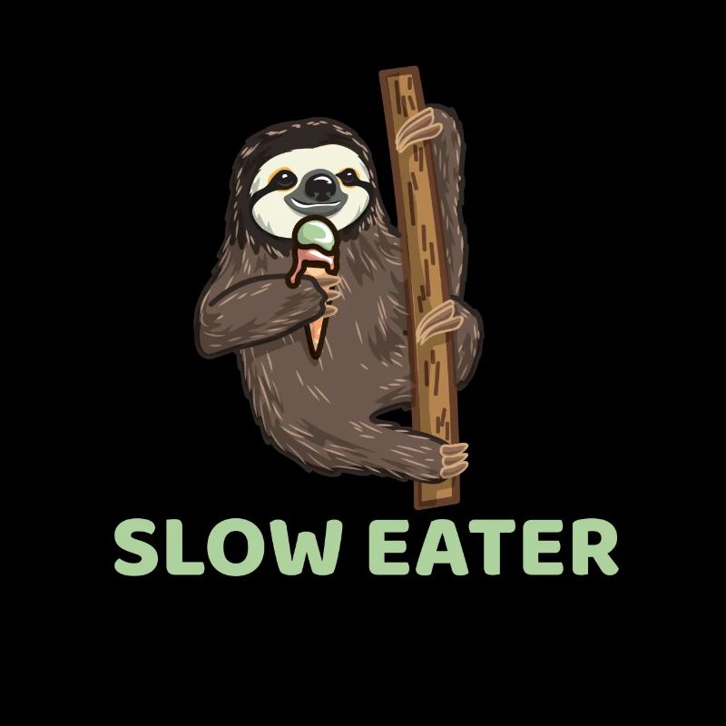 Faultier Sloth Ast hängt Eis Waffel Ice Geschenk