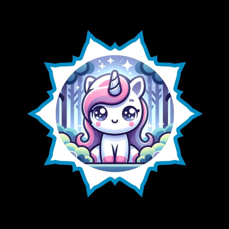 Cute unicorn in the forest with stars