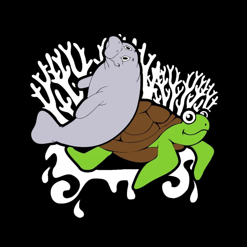 Sea Turtle And Manatee