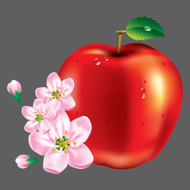 Apple with cherry blossom design