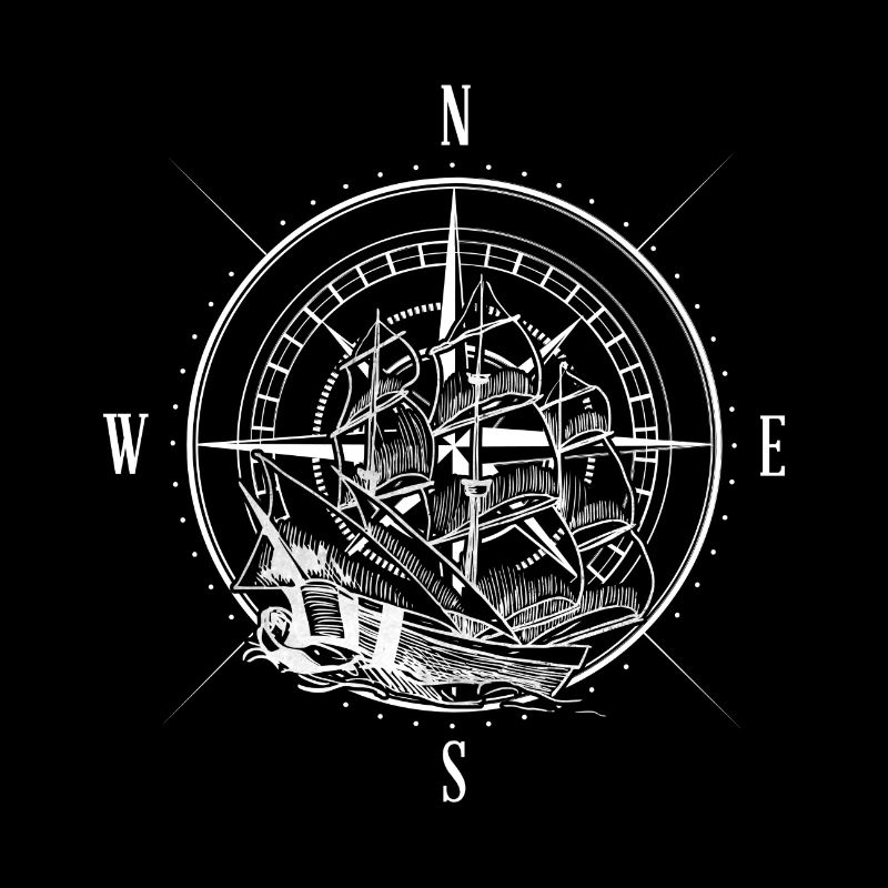 Cardinal directions compass sailor sailing ship