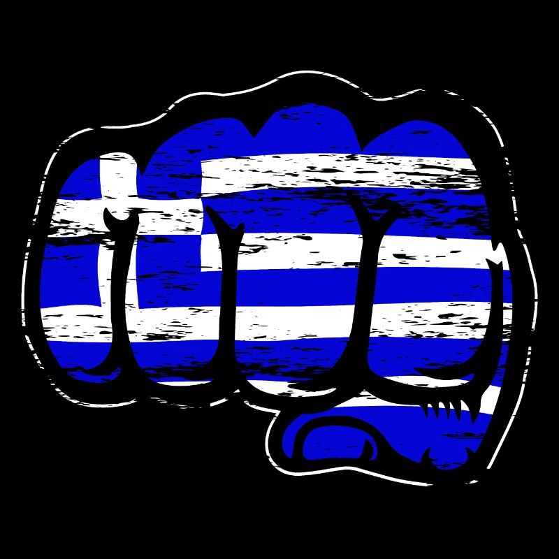 Drapeau de la Grèce poing de main utilisé