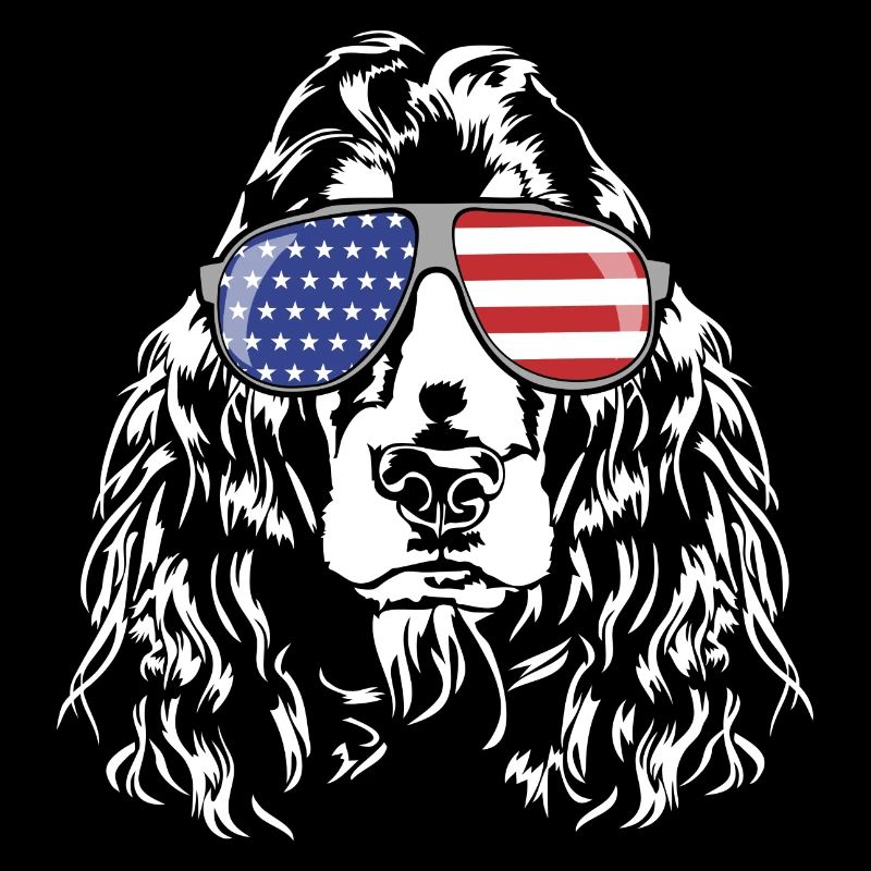 COCKER SPANIEL Amerika Fahne Brille Hunde Wilsigns