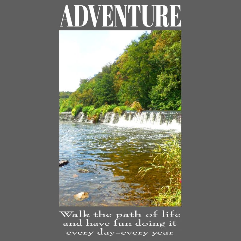Adventure Nature River Landscape with Waterfall