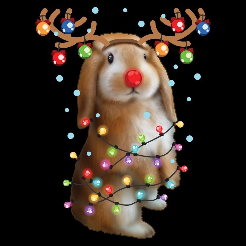 Christmas Rabbit - Funny Cute Reindeer Xmas Rabbit