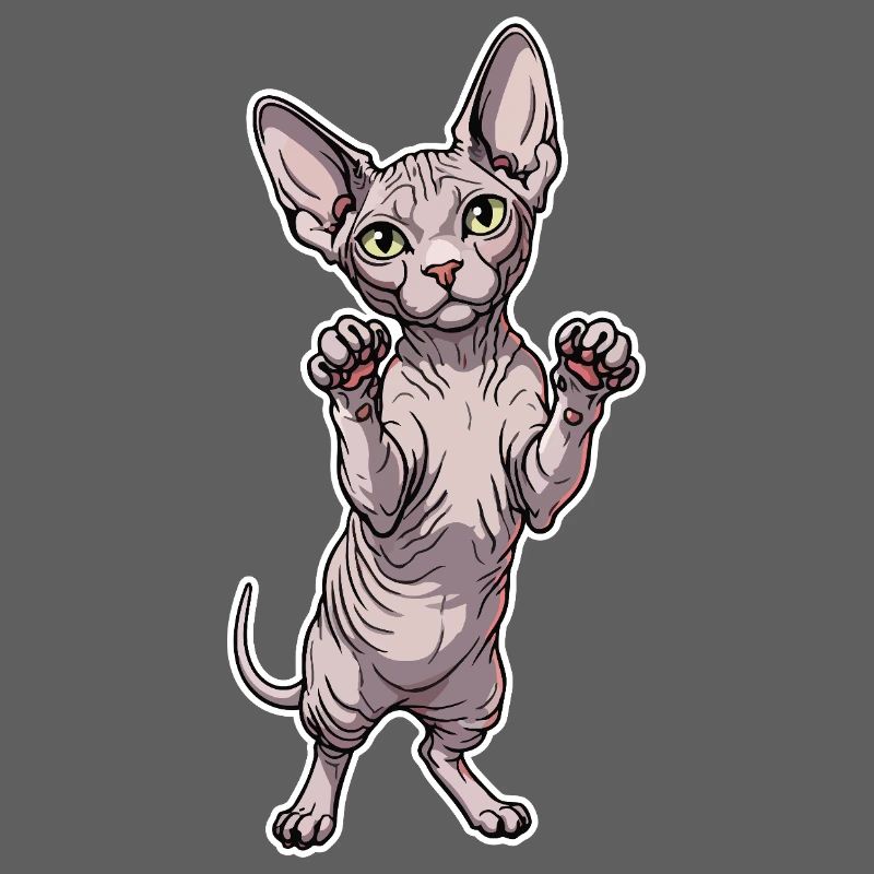 Chat Sphynx Mignon Posture Debout Portrait
