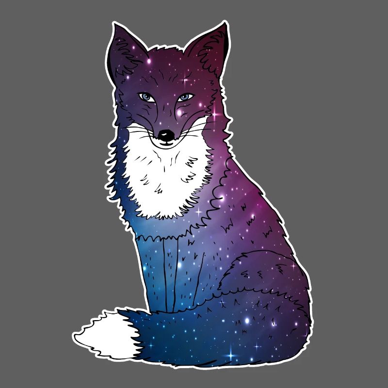 Fox with starry sky, Space, Galaxy, Space