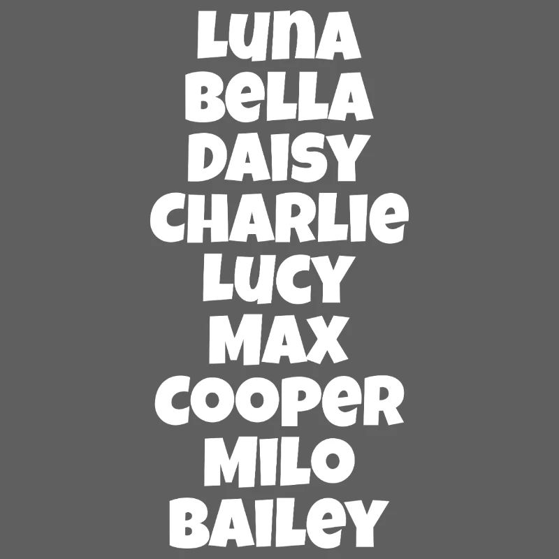 Liste colorée de noms de chiens Design de chiens