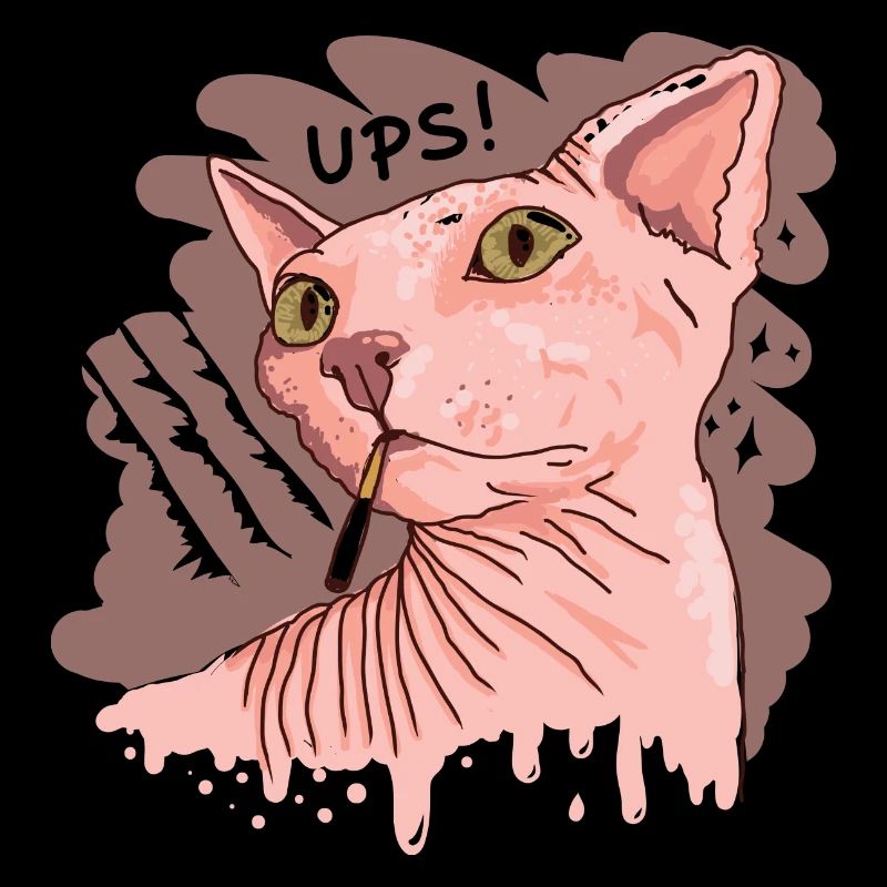 Sphynx cat with cigarette