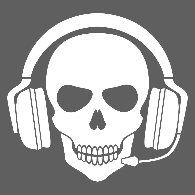 Gamer Skull avec casque (blanc)