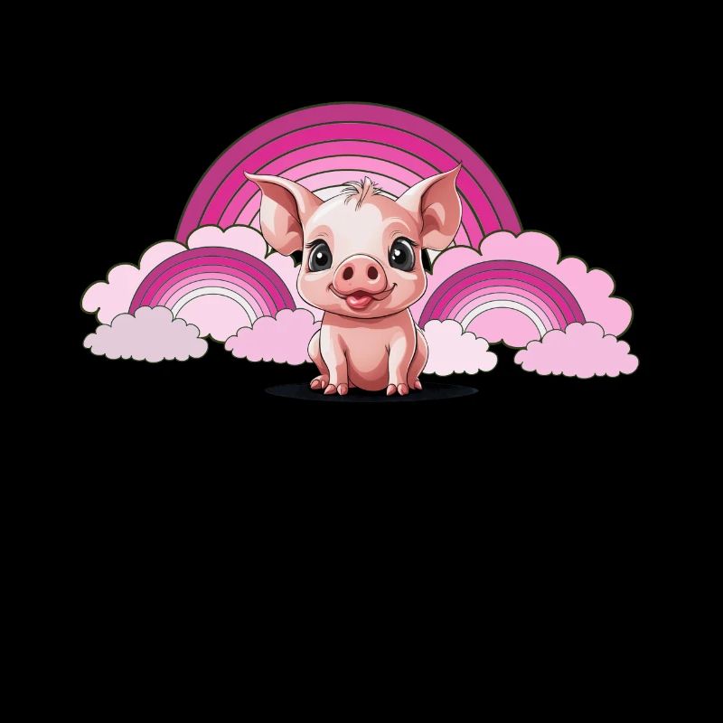 Rainbow Piglet Pig Celestial Clouds