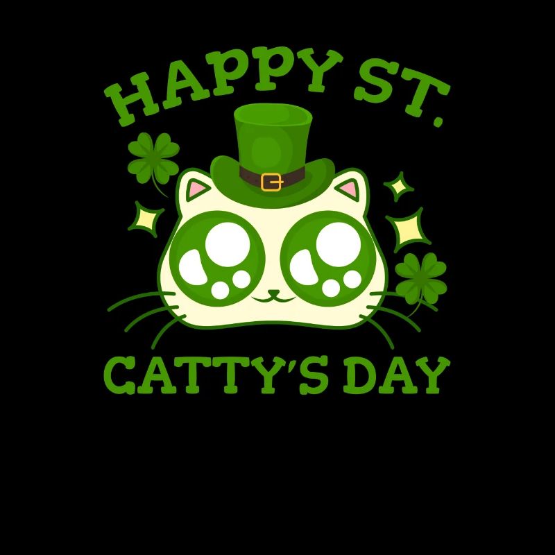 Heureux jour de St Catty St Patricks drôle de trèfle de chat