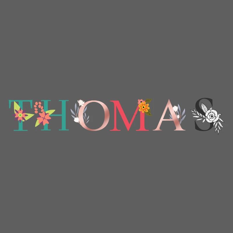 THOMAS ART DU NOM AVEC FLEURS BRODÉES
