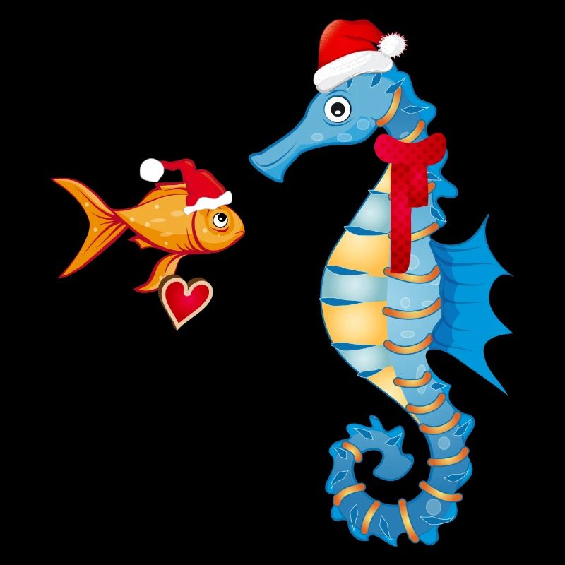 Fisch und Seepferdchen in Weihnachtsstimmung