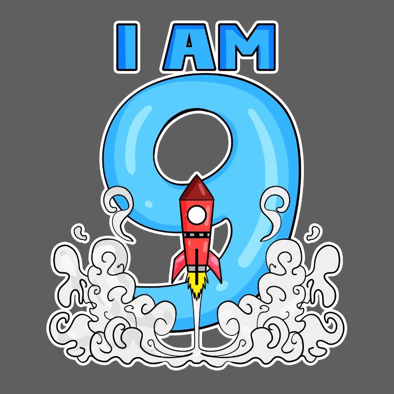 9th birthday - 9 years old Young rocket astronaut