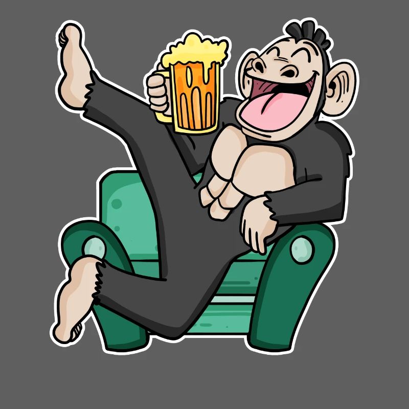 Funny monkey drinks beer