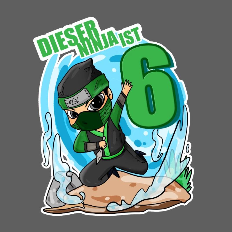 Junge 6 jährig 6. Geburtstag Junge Ninja Grün